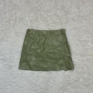 Boho Glam Chic Fairy Green leather mini skirt